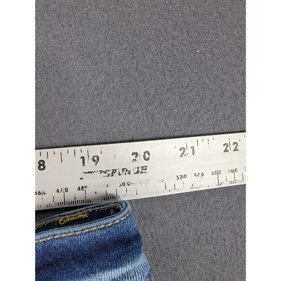 Frost Origin Shorts Mens 38 Blue Distressed Ripped Denim Yellow Patch Streetwear - Picture 9 of 15